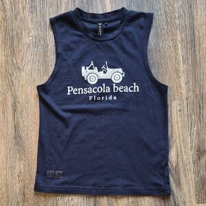 Kids Navy Blue Tank Top with Graphic Print